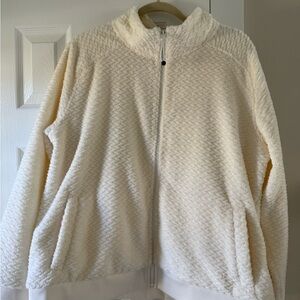 Talbots Quilted Detailed Cozy Sherpa Coat Jacket Size XL Cream EC2